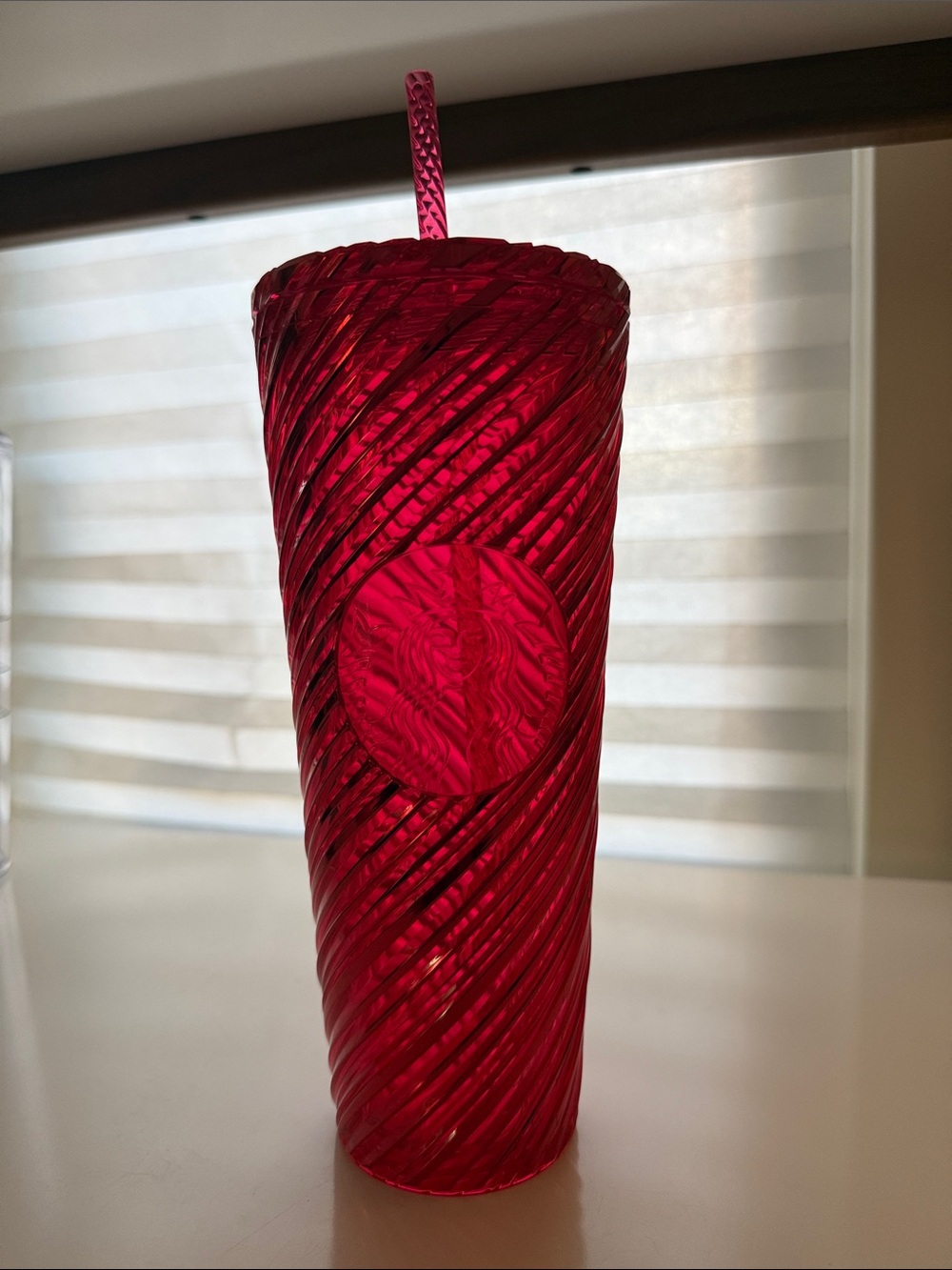 Starbucks Translucent Red Swirl Tumbler with Straw